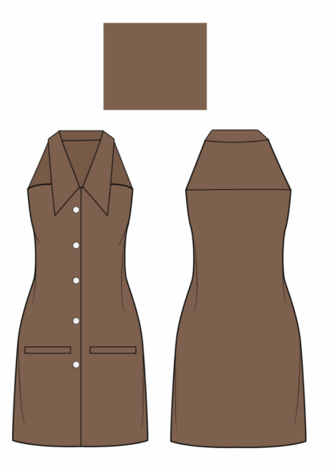 Denim Shell Top with Ruffle Front